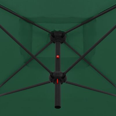 vidaXL Dubbelt parasoll med stålstång 250x250 cm grön