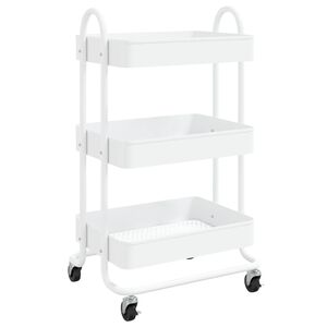 vidaXL Rullvagn 3 v&aring;ningar vit 43x34x79 cm st&aring;l