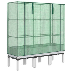 vidaXL Odlingsl&aring;da med v&auml;xthus&ouml;verdrag rottinglook 120x40x140 cm