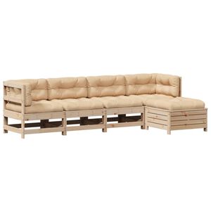 vidaXL Loungegrupp f&ouml;r tr&auml;dg&aring;rden med dynor 5 delar massiv furu