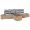 vidaXL Trädgårdsoffset med kudde 5 pcs Beige Poly rattan