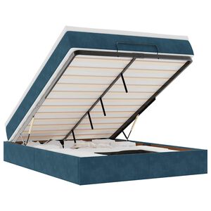 vidaXL Ottoman s&auml;ngram med madrass m&ouml;rkbl&aring; 140x190 cm sammet