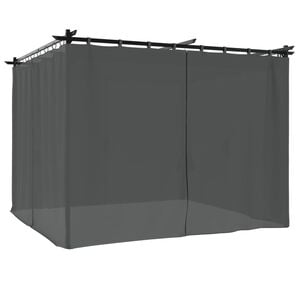 vidaXL Paviljong med draperi antracit 3x3 m st&aring;l
