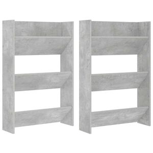 vidaXL V&auml;ggmonterat skost&auml;ll 2 st betonggr&aring; 60x18x90cm konstruerat tr&auml;