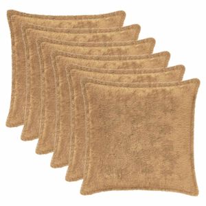 vidaXL Kudd&ouml;verdrag 6 st HOUTEN Taupe 30 x 30 cm Faux Kaninp&auml;ls