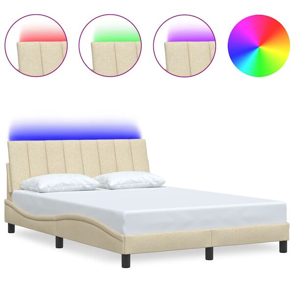 vidaXL Bed Frame without Mattress "Hanko" Cream 140x200cm Fabric