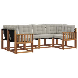 vidaXL Utomhussoffset med kudde 6 pcs Naturlig och Ljus Gr&aring;