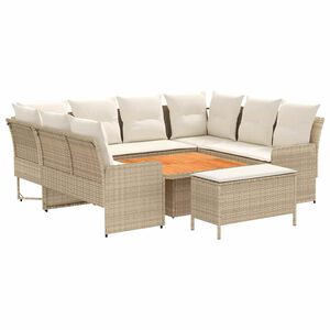 vidaXL M&ouml;belset med kudde 7 pcs Beige och gr&auml;ddf&auml;rgad PE Rattan