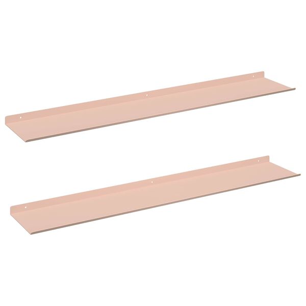 vidaXL Flytande hylla V&auml;ggmonterad 2 pcs Rosa 100 x 18 x 2,5 cm St&aring;l