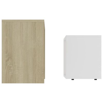 vidaXL Soffbord set vit och sonoma-ek 48x30x45 cm konstruerat trä