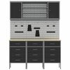 vidaXL Arbetskabinett med l&aring;da 7 pcs Svart Konstruerat tr&auml; och st&aring;l
