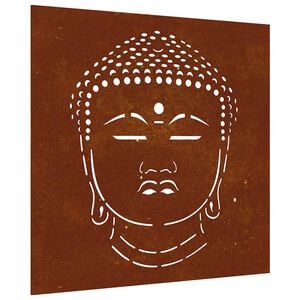 vidaXL V&auml;ggdekoration 55x55 cm rosttr&ouml;gt st&aring;l buddhadesign