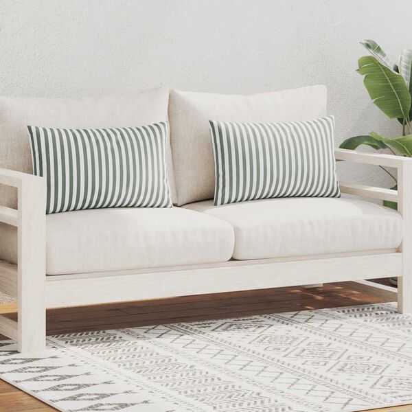 vidaXL Prydnadskuddar f&ouml;r tr&auml;dg&aring;rden 2 st 60x40 cm randiga gr&aring;