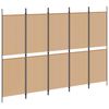 vidaXL 5-panel rumsavskiljare Beige 250 x 180 cm Tyg