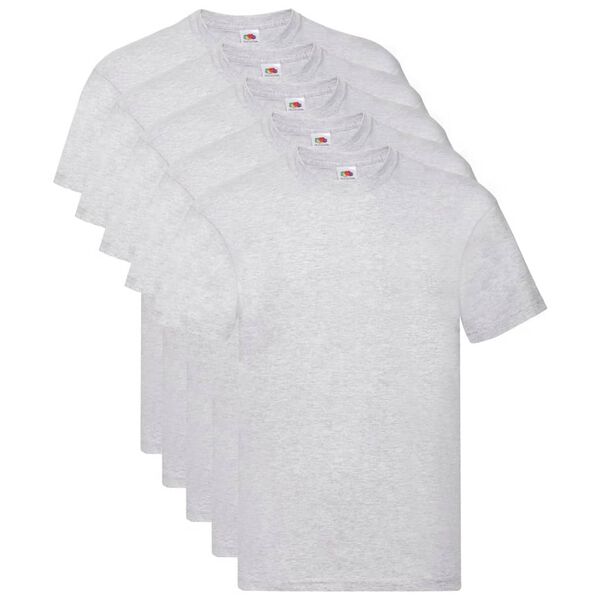 Fruit of the Loom Original t-shirt 5-pack grå stl. 3XL bomull