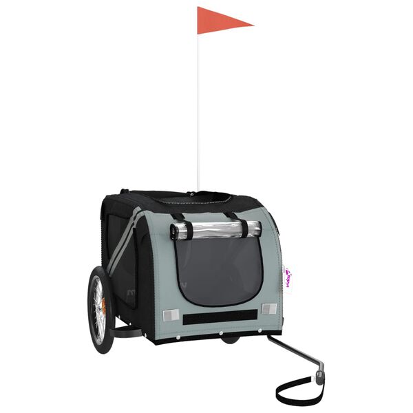 vidaXL Cykelvagn för djur svart och grå oxfordtyg och järn