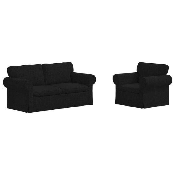 vidaXL Soffa 140cm 2 pcs Svart Metall