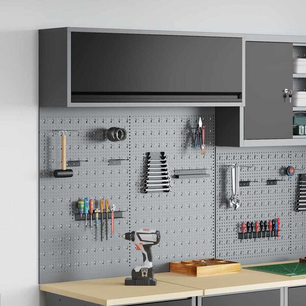 vidaXL Verktygsskåp och pegboard-set 3 pcs Svart 100 x 25 x 115 cm