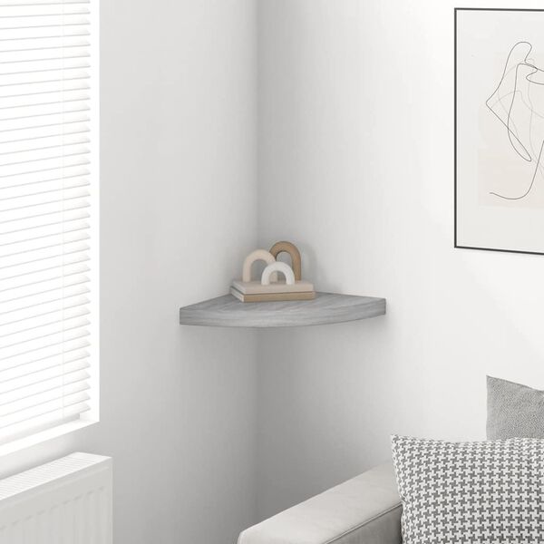 vidaXL Sv&auml;vande h&ouml;rnhylla betonggr&aring; 35x35x3,8 cm MDF