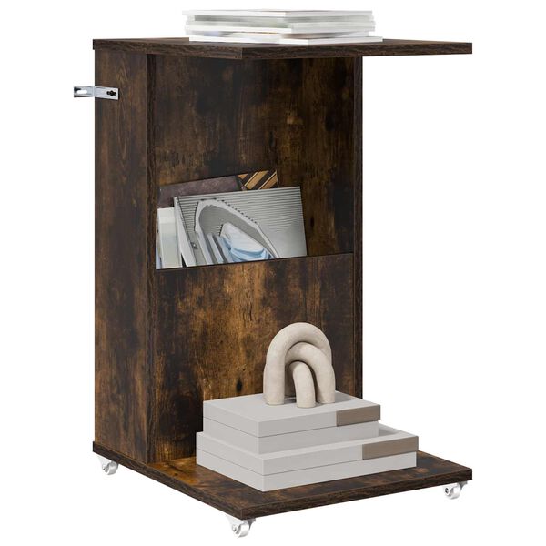 vidaXL Sidobord med hjul R&ouml;kt ek 40 x 35 x 60 cm Konstruerat tr&auml;