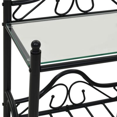 vidaXL Sängbord stål och härdat glas 45x30,5x60 cm svart