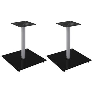 vidaXL H&ouml;gtalarstativ 2 st h&auml;rdat glas 1-pelarmodell svart & silver