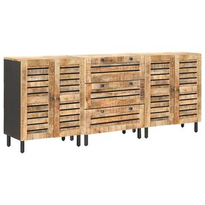 vidaXL F&ouml;rvaringssk&aring;p 3 st 180 x 33 x 75 cm Massivt mangotr&auml; Naturlig