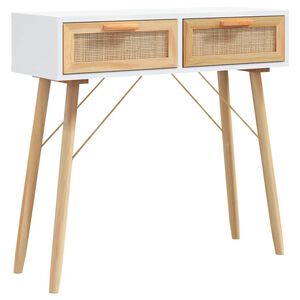 vidaXL Konsolbord vit 80x30x75 cm massiv furu och naturlig rotting