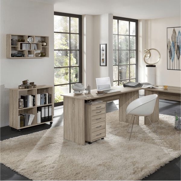 FMD Hylla med l&auml;nkhjul 4 fack ek