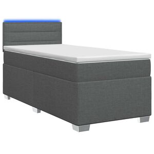 vidaXL Boxspring s&auml;ng med madrass och LED M&ouml;rkgr&aring; 80 x 200 cm Tyg