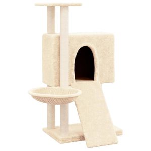 vidaXL Kattr&auml;d med kl&ouml;spelare sisal gr&auml;ddvit 96 cm