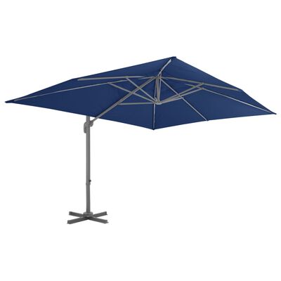 vidaXL Frihängande parasoll med aluminiumstång 4x3 m azurblå
