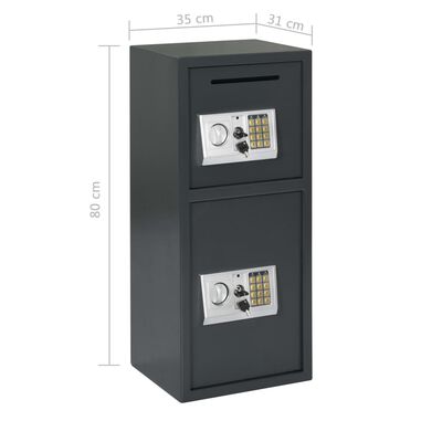 vidaXL Digitalt kassaskåp med dubbeldörr mörkgrå 35x31x80 cm