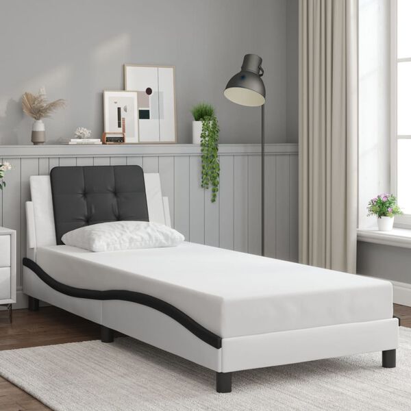 vidaXL Bed Frame without Mattress "Zadar" White and Black 80x200 cm Faux Leather
