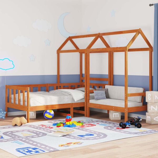 vidaXL Dagb&auml;dd Set 3 pcs Vaxbrun Massiv furu