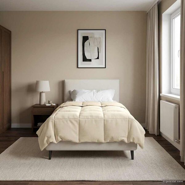 vidaXL Full &Aring;rs-Duvet Quiltad Kr&auml;m 135 x 220 cm Mikrofiber