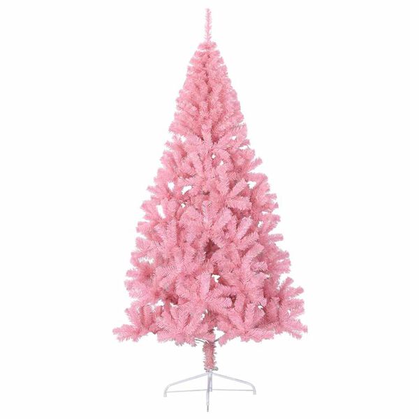 vidaXL Konstgjord F&ouml;rbelyst Julgran med 300 LED-lampor Rosa 210 cm PVC