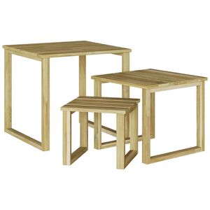 vidaXL bord 3 st Naturf&auml;rg 50,5 x 50 x 46 cm Impregnerat furutr&auml;