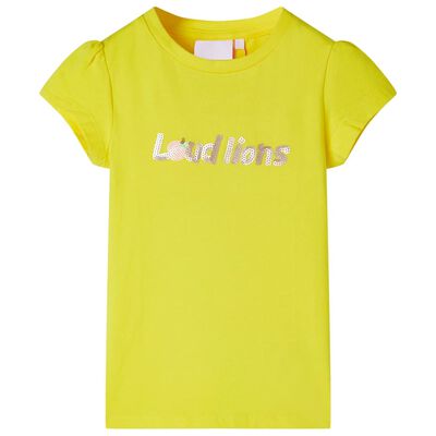 T-shirt med formade ärmar för barn ljusgul 92