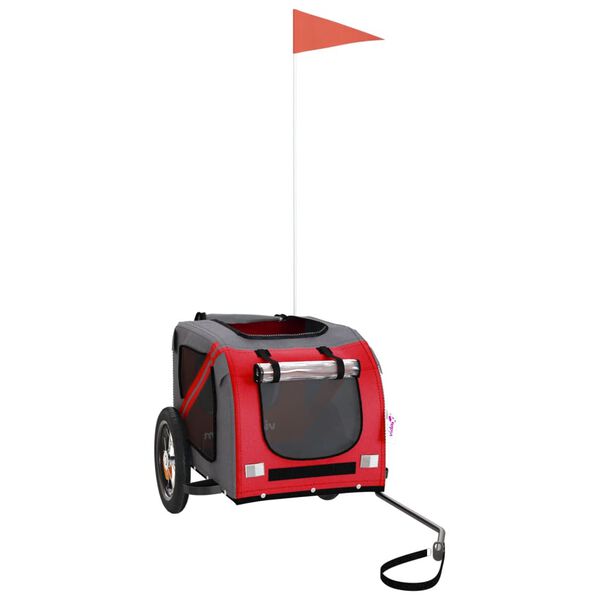 vidaXL Cykelvagn för djur röd och grå oxfordtyg och järn