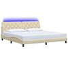 vidaXL Bed Frame with LED without Mattress Cream 200x200 cm Fabric