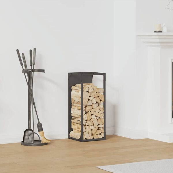 vidaXL Vedst&auml;ll svart 25x25x60 cm kallvalsat st&aring;l