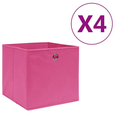 vidaXL Förvaringslådor 4 st non-woven tyg 28x28x28 cm rosa