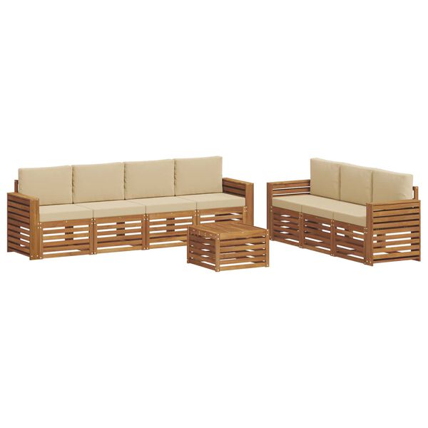 vidaXL Soffgrupper 8 pcs Naturlig och Beige Massivt Akaciatr&auml;