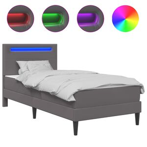 vidaXL S&auml;ngram med LED-ljusslingor Gr&aring; 100 x 200 cm Konstl&auml;der