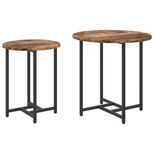 vidaXL Sidobordsset 2 st R&ouml;kt Ek och Svart 50 x 50 x 50 cm