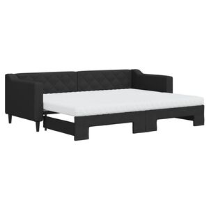 vidaXL Dagb&auml;dd med madrasser utdragbar svart 80x200 cm tyg