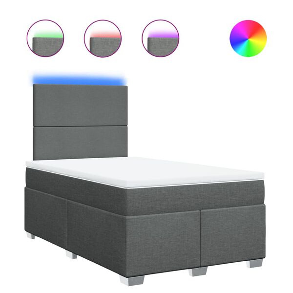 vidaXL Rams&auml;ng med madrass m&ouml;rkgr&aring; 120x200 cm tyg