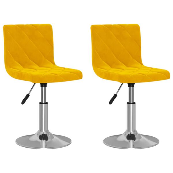 vidaXL Snurrbara matstolar 2 st senapsgul sammet