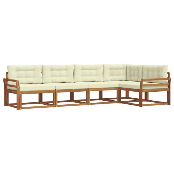 vidaXL Utomhussoffset med kudde 5 pcs Naturlig och Gr&auml;dde